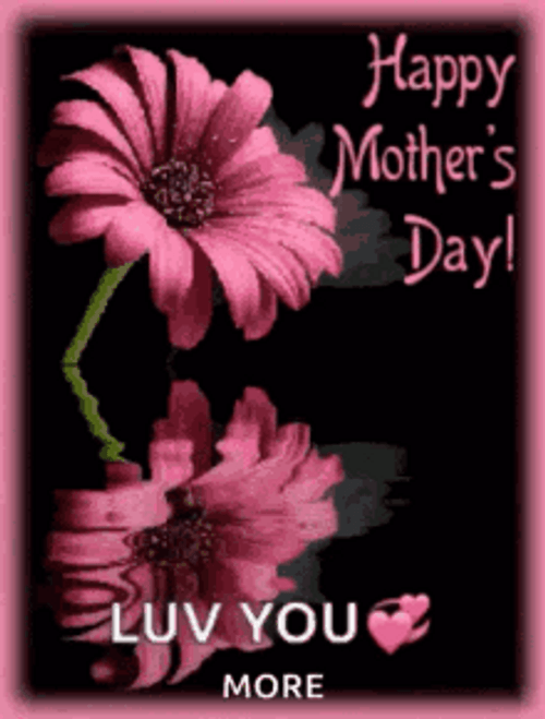 Happy First Mothers Day Pink Flowers Glittering GIF