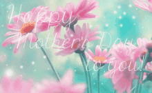 Happy First Mothers Day Pink Flowers Glittering GIF