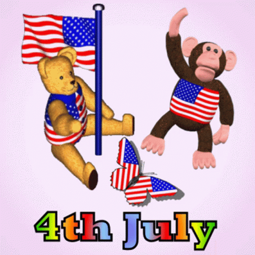 Happy Fourth Cute Bears GIF