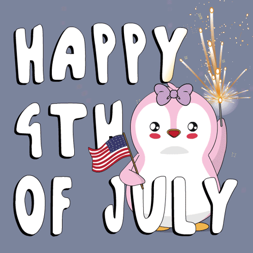 Happy Fourth Pink Penguin GIF