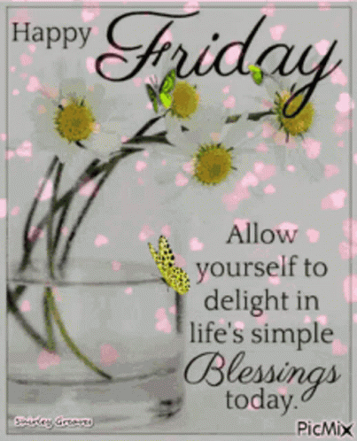 Happy Friday Card With Flowers And Butterfly GIF