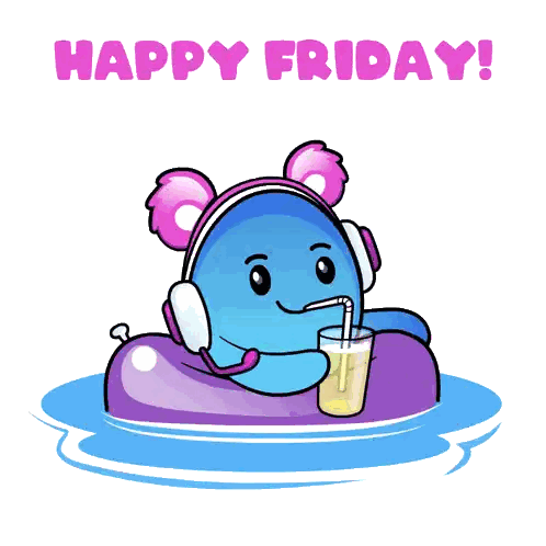 Happy Friday Cartoon Character Floating