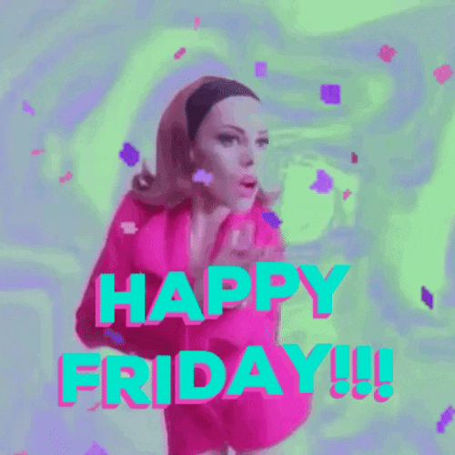 Happy Friday Dancing Pink Lady GIF