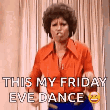 Happy Friday Eve Woman Dancing Lively GIF