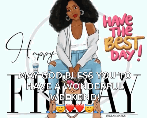 Happy Friday Greeting Card Woman Sitting GIF