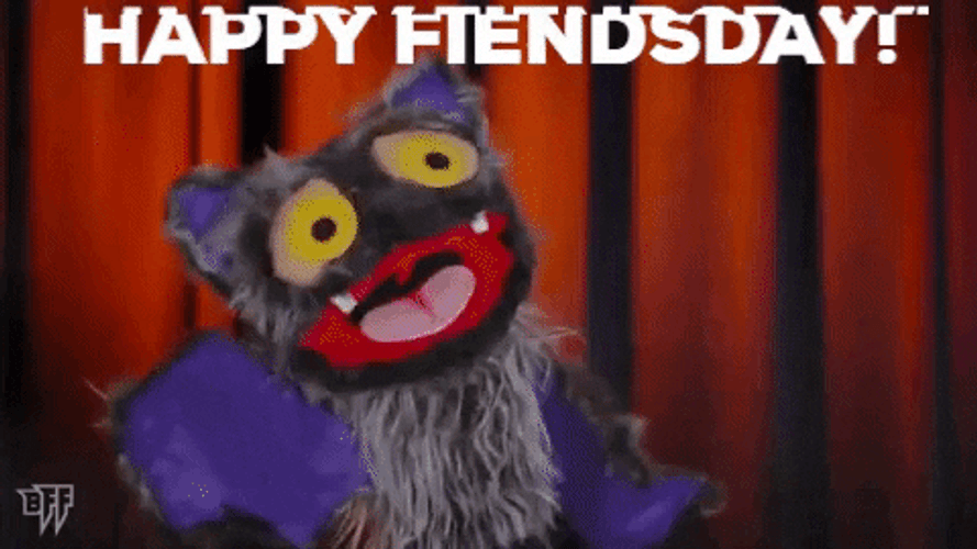 Happy Friday Halloween Fiendsday Werewolf & Bat GIF