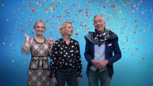 Happy Friends Falling Confetti GIF