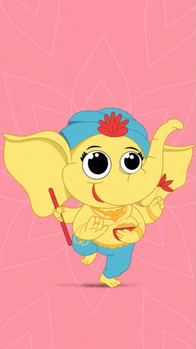 Happy Ganesh Chaturthi Card Cartoon Elephant