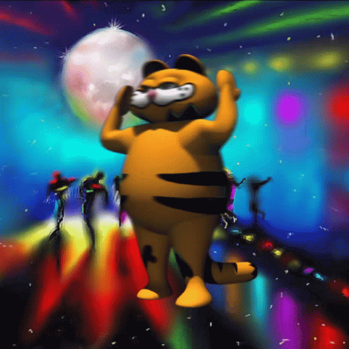 Happy Garfield Dancing Disco Dance GIF