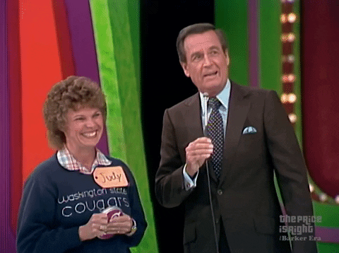 Happy Gilmore Bob Barker And A Happy Curly Woman GIF