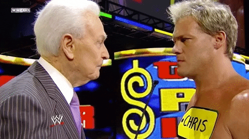 Happy Gilmore Bob Barker And Chris Jericho Face To Face GIF