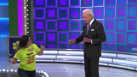 Happy Gilmore Bob Barker Hugged By The Woman In Yellow Shirt GIF