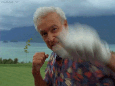 Happy Gilmore Bob Barker Multiple Air Punches GIF