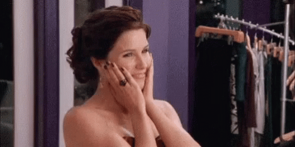 Happy Girl Blushing And Flattered GIF