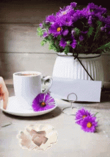 Purple Flowers Happy Good Morning GIF