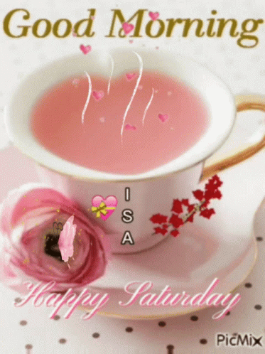 Pink Tea Happy Good Morning GIF