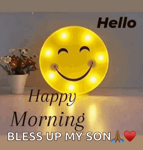 Happy Good Morning Smiling Emoji Light GIF