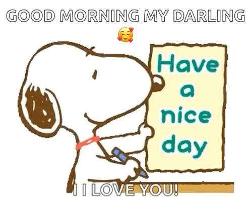 Happy Good Morning Snoopy Writing GIF