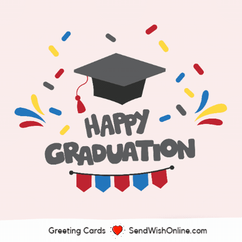 Happy Graduation Card With Cap And Confetti GIF