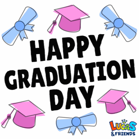 Happy Graduation Day Sign With Caps GIF