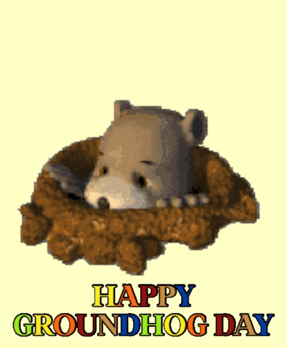 Happy Groundhog Day Card with Cartoon Groundhog