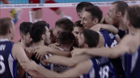 Happy Group Hug Volleyball World GIF