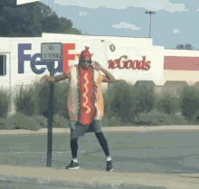 Happy Guy Hotdog Outfit Dancing Street I Love My Job GIF