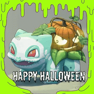 Happy Halloween Bulbasaur Art GIF