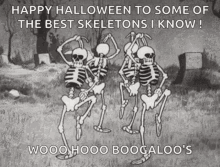 Happy Halloween Dancing Skeletons Woohoo GIF