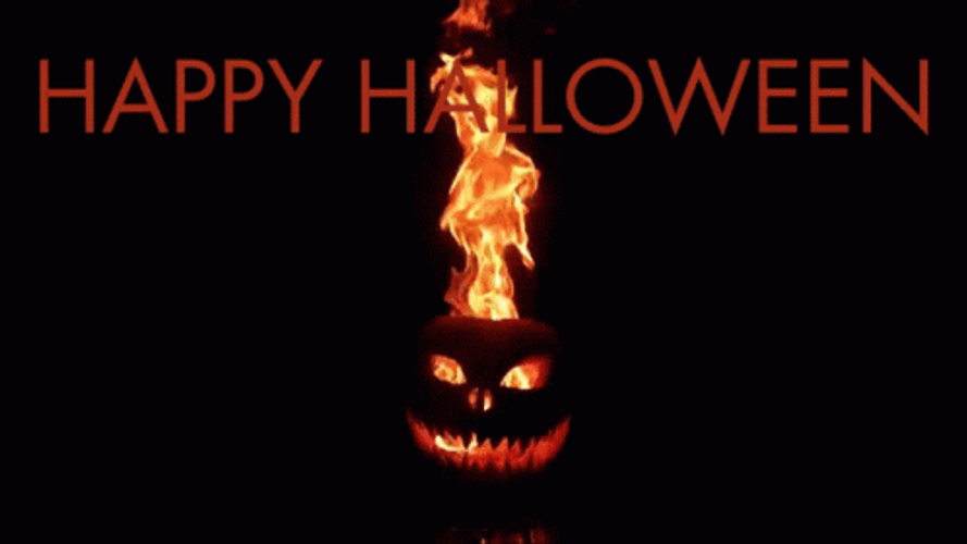 Happy Halloween Fiery Pumpkin GIF