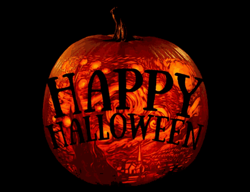 Happy Halloween Fluttering Light Pumpkin GIF