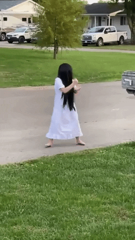 Happy Halloween Funny Dancing Girl As White Lady GIF