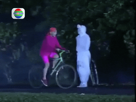 Happy Halloween Funny Human Ghost Chasing Biker GIF