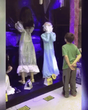 Happy Halloween Funny Kid Getting Scared Head Skeleton GIF