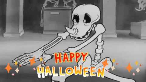 Happy Halloween Funny Skeleton Arm Spinning GIF