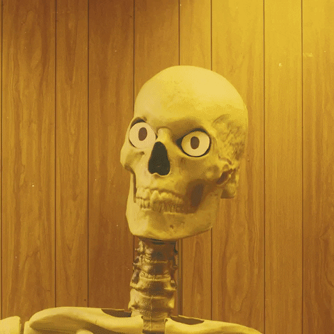 Happy Halloween Funny Skeleton Waving With Head Off GIF