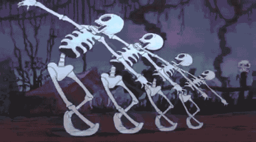 Happy Halloween Funny Skeletons Dancing In Sync GIF