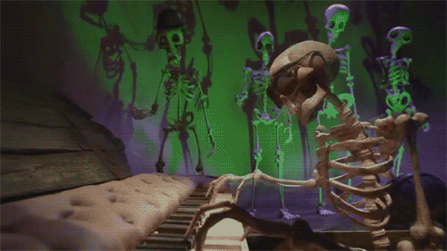 Happy Halloween Funny Skeletons Playing Piano And Singing GIF