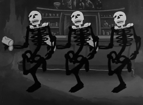 Happy Halloween Funny Spirits Departing From Skeletons GIF