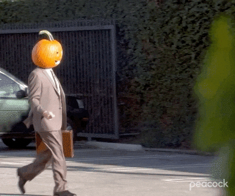 Happy Halloween Funny The Office Dwight Pumpkin Head GIF