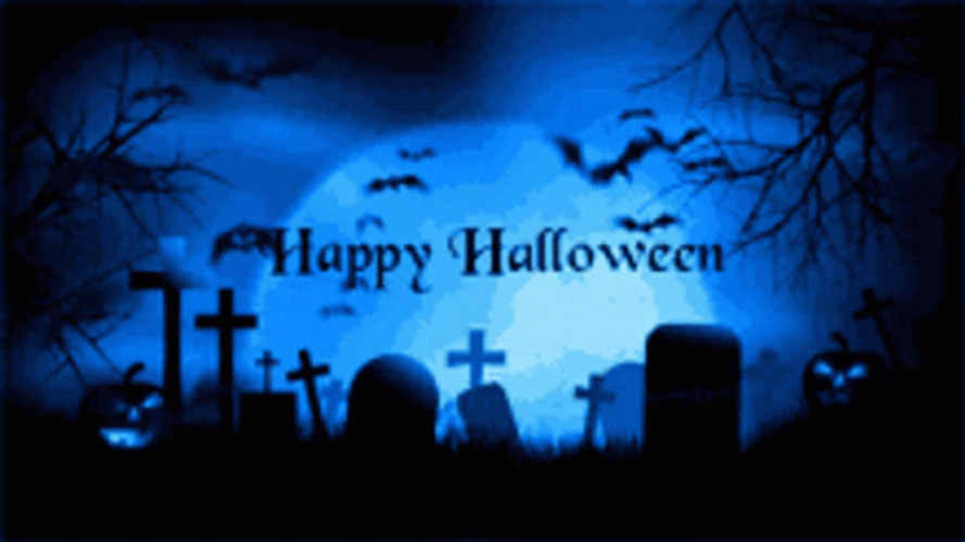 Happy Halloween In Cemetery GIF