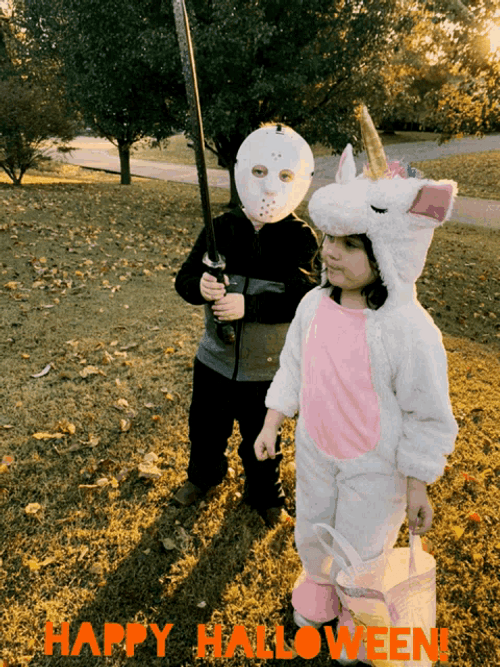 Happy Halloween Kids In Costume GIF