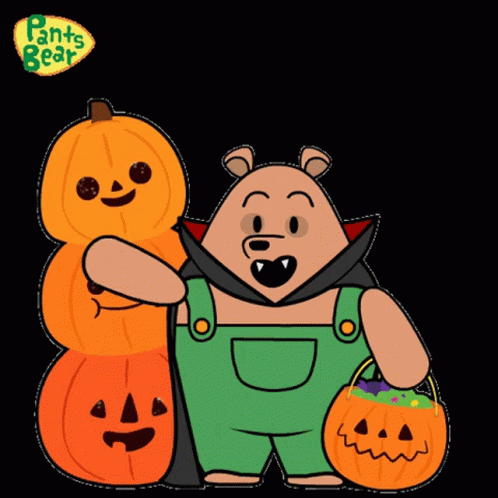 Happy Halloween Pants Bear Waving GIF