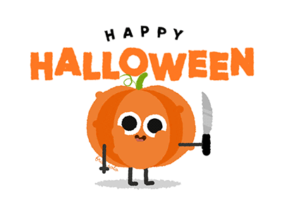 Happy Halloween Pumpkin Cartoon Holding A Knife GIF