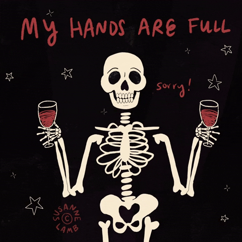 Happy Halloween Skeleton Hands Are Full GIF