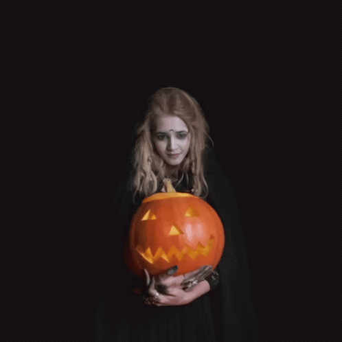 Happy Halloween Witch Giant Pumpkin GIF