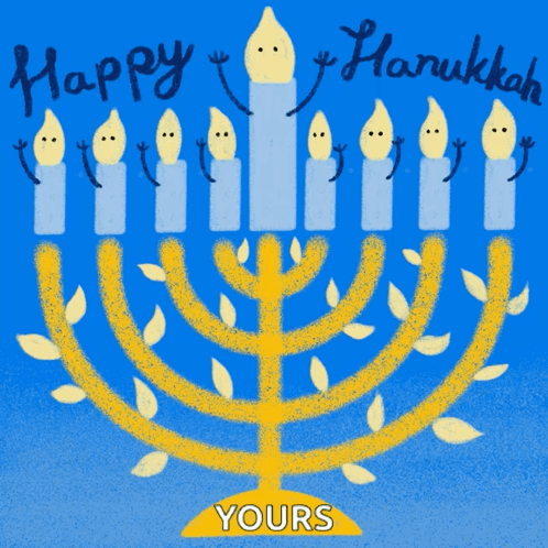 Happy Hanukkah Card with Menorah and Candles
