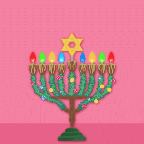 Happy Hanukkah Christmas Lights Menorah GIF
