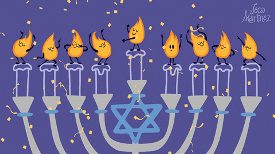 Happy Hanukkah Jewish Holiday Animated Candles GIF