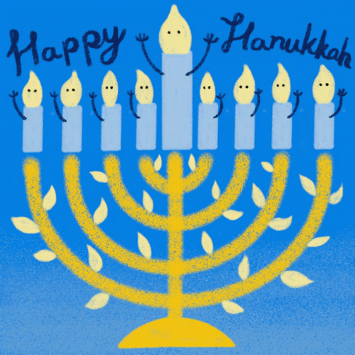 Happy Hanukkah Jewish Holiday Waving Candles GIF